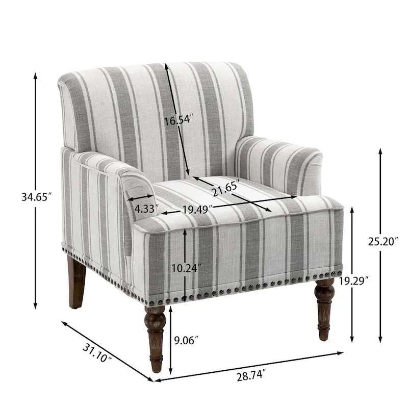 Modern Striped Accent Chairs with Arms