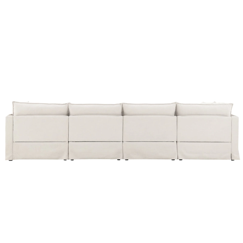 L Shaped Modular Sectional Chenille Sofa with Movable Ottoman