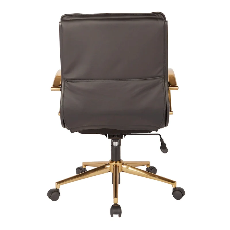 Mid-Back Faux Leather Office Chair with Gold Base