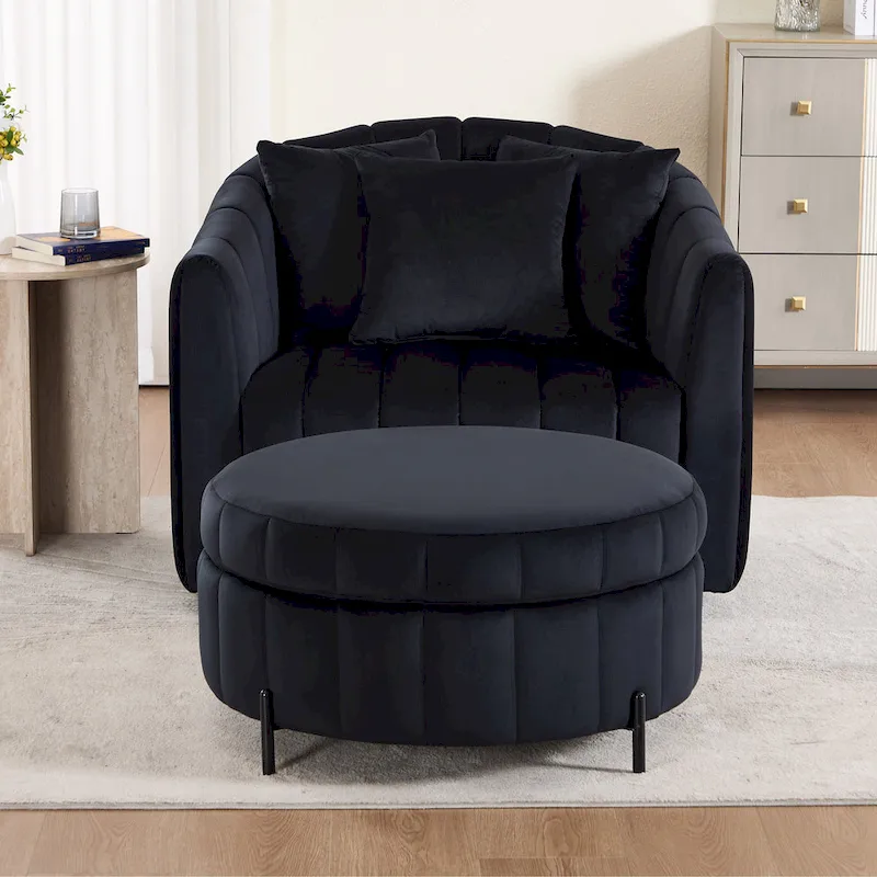 40.4W Modern Swivel Accent Chair,Swivel Single Sofa Chair with Ottoman