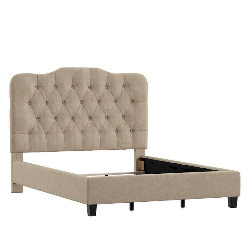 Upholstered Bed with Adjustable Headboard
