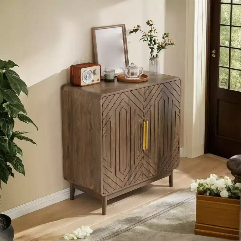 31 Sideboard Buffet Cabinet, Accent Coffee Bar Cabinet with Adjustable Shelf, Entryway Console Table