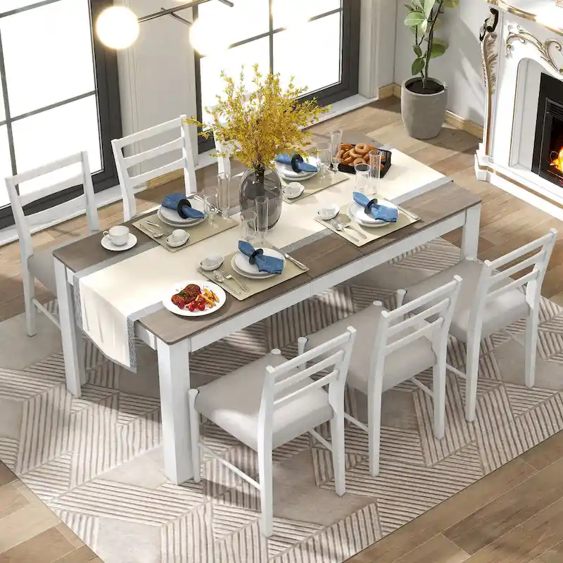 Wooden Dining Table with 12 Leaf Extension