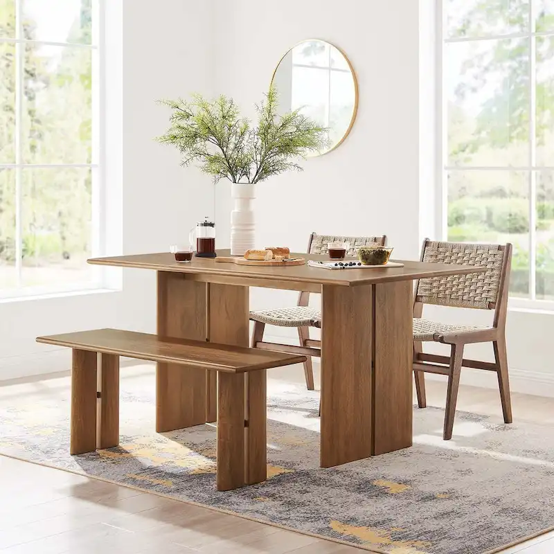 Amistad 60  Wood Dining Table and Bench Set