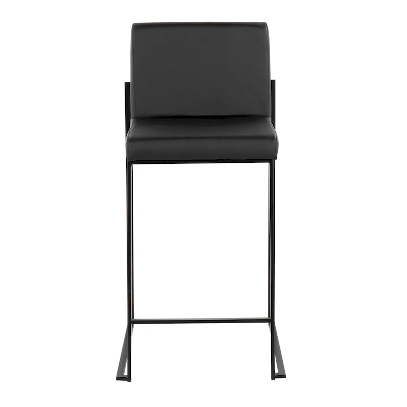 Black/Grey/White High Back Upholstered Counter Stool, Set of 2, 1-Person