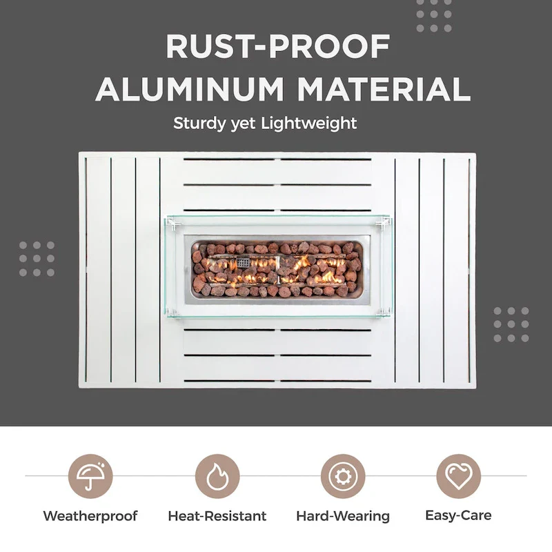 4 Pcs Patio Conversation Set with Propane Firepit