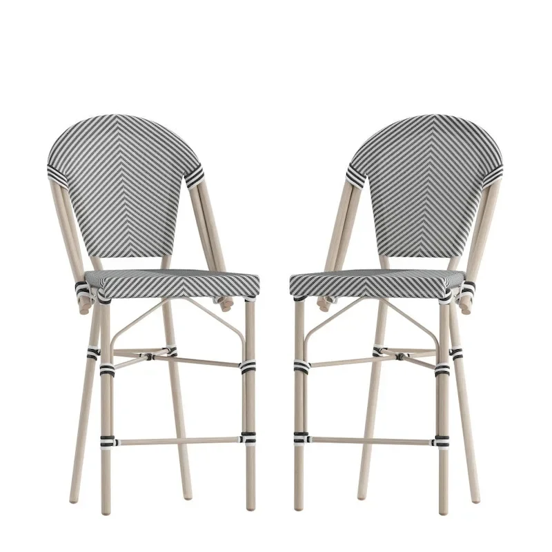 2PK Stacking Bistro Chair with Metal Frame & PE Seat