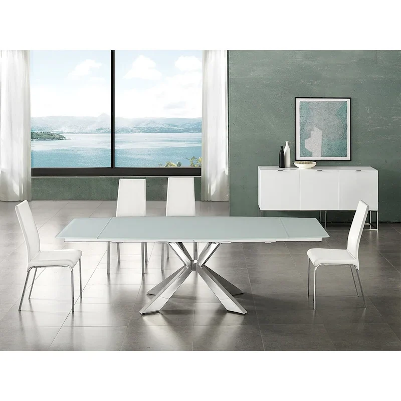 Taupe / White Top Grain Leather Dining Chair, Set of 2