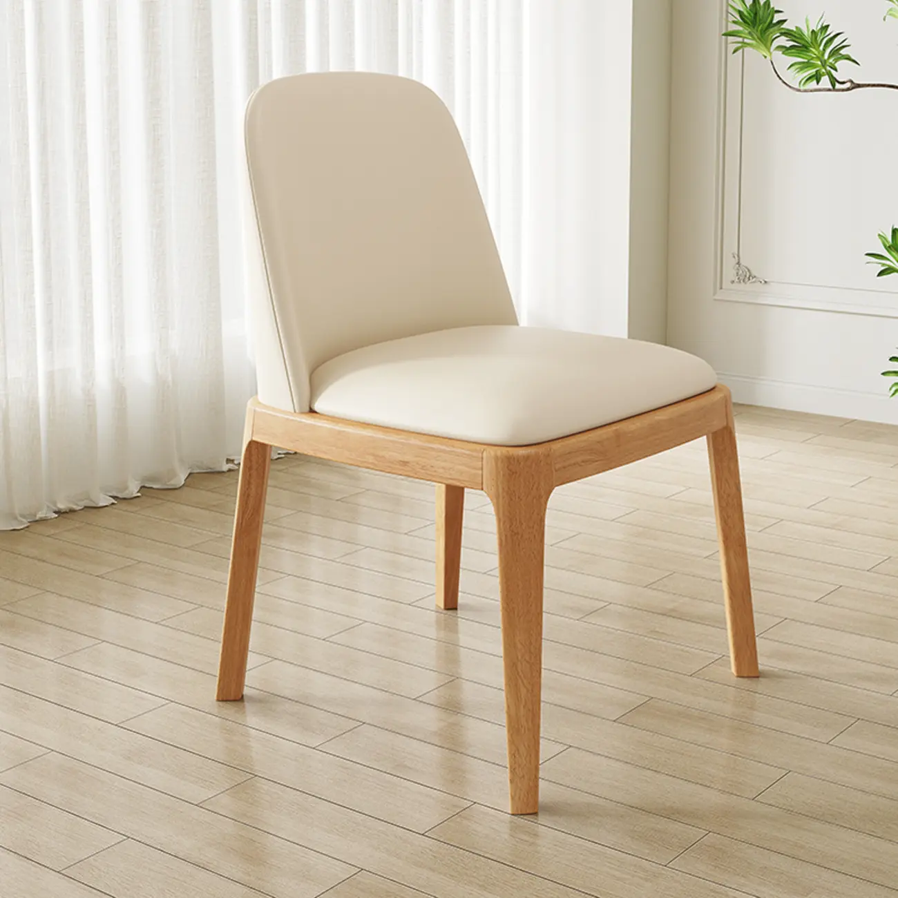 Modern Rubber Wood Upholstered Dining Chair Set of 2