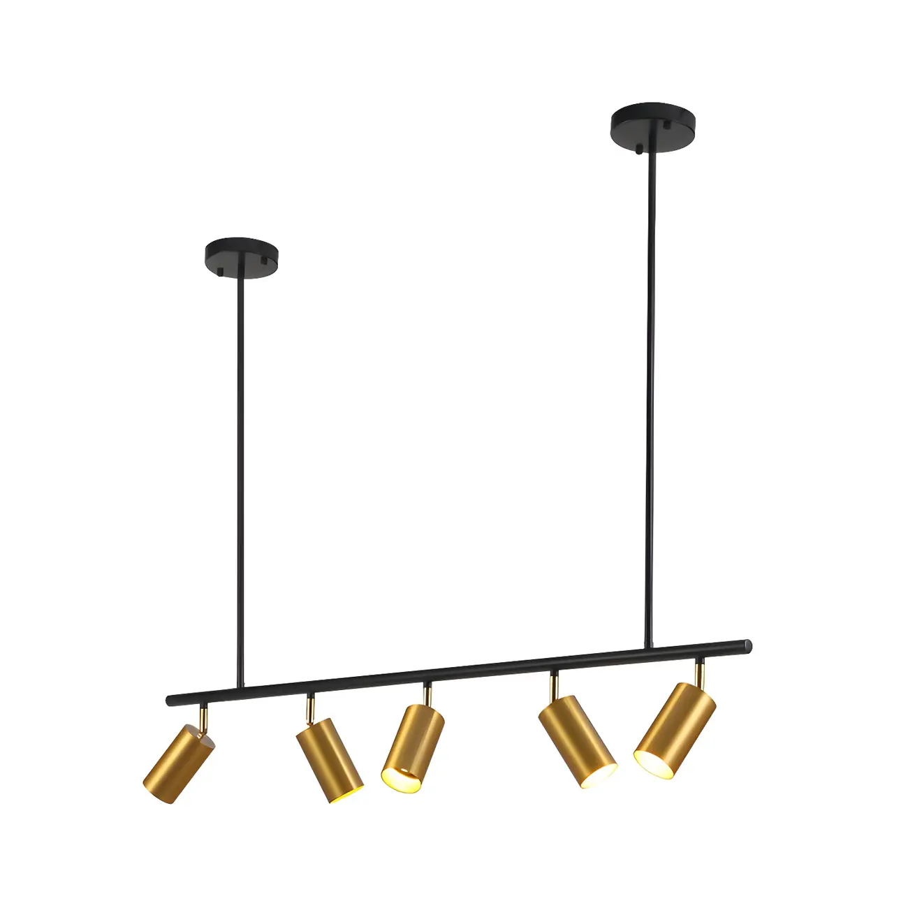 5-Light Modern Black/Gold Metal Cylinder Island Ceiling Light
