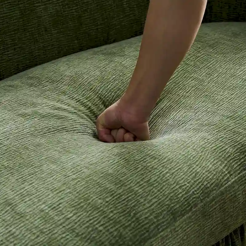 Modern Curved Shaped Sofa Upholstered 4-Seat Fabric Sofa Couch