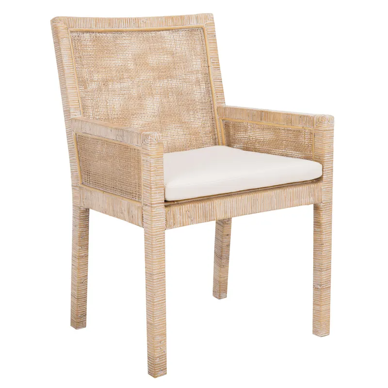 SAFAVIEH Almira Coastal Accent Chair with Cushion - 22.8 W x 22.4 L x 34.6 H - 23Wx22Dx35H