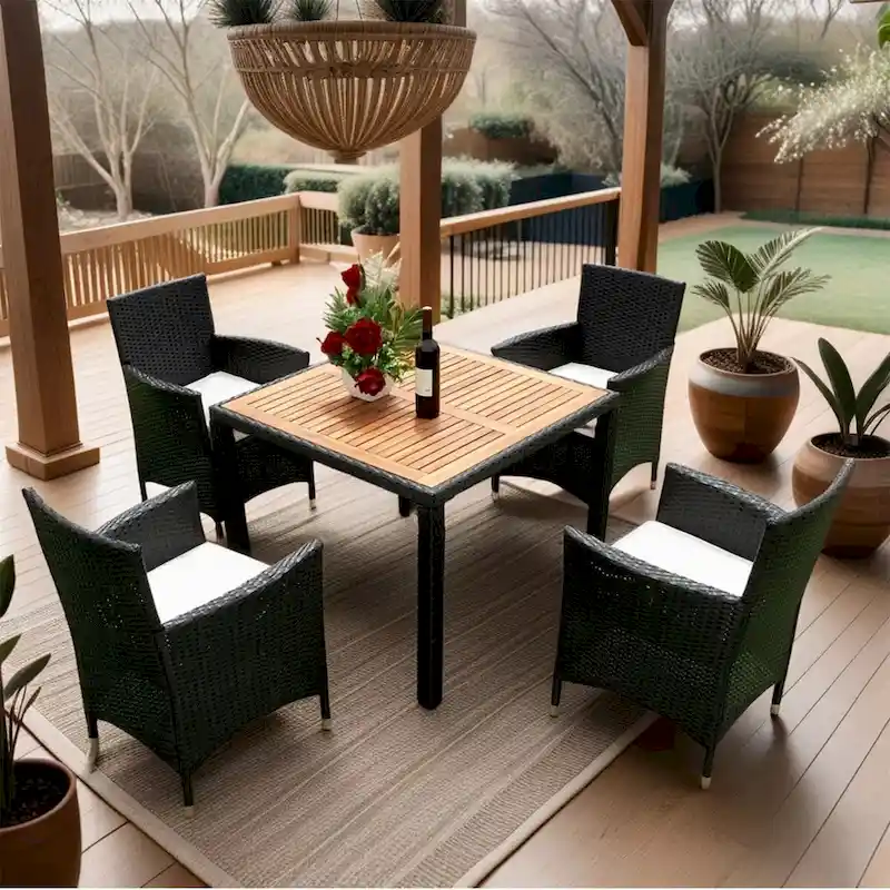 5 piece Outdoor Patio Wicker Dining Set