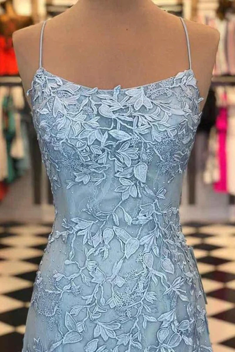 Mermaid Spaghetti Straps Lace Prom Dress
