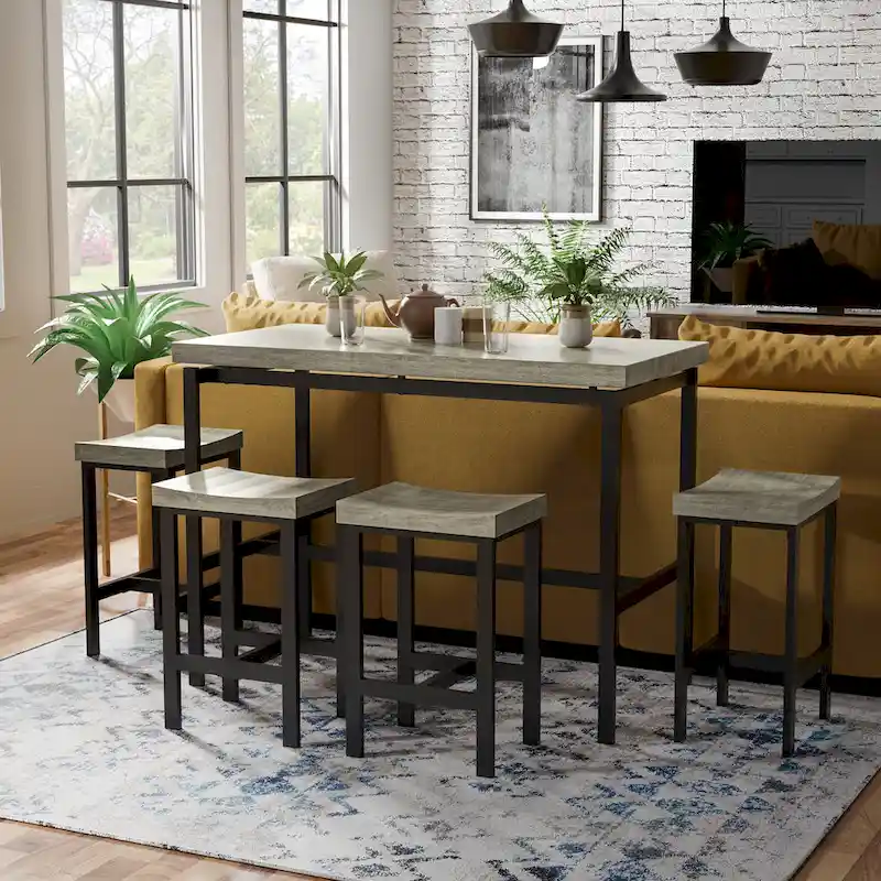 Grey and Black 5-Piece Counter Height Dining Set
