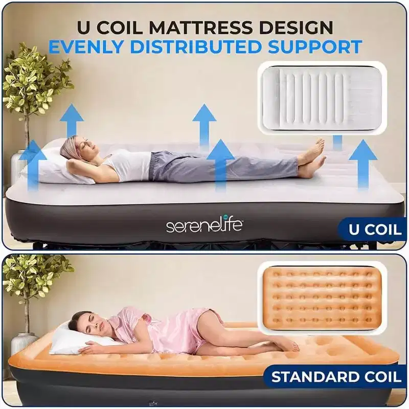 SereneLife Luxe Series EZ Bed - Twin Air Mattress with Frame - SLEZBDTW10LX
