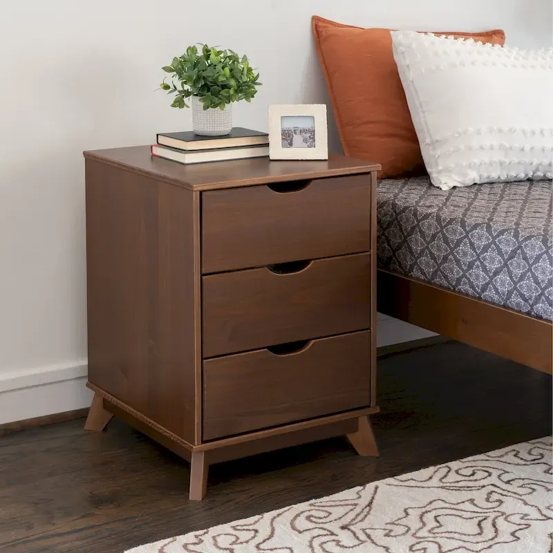 Purcell Pine Wood 3-Piece Bedroom Set with 6-Drawer Dresser and 3-Drawer Nightstands (Set of 2)