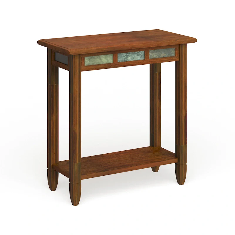 Rustic Oak / Smoke Grey Chairside End Table with USB Charging, 1-Seat