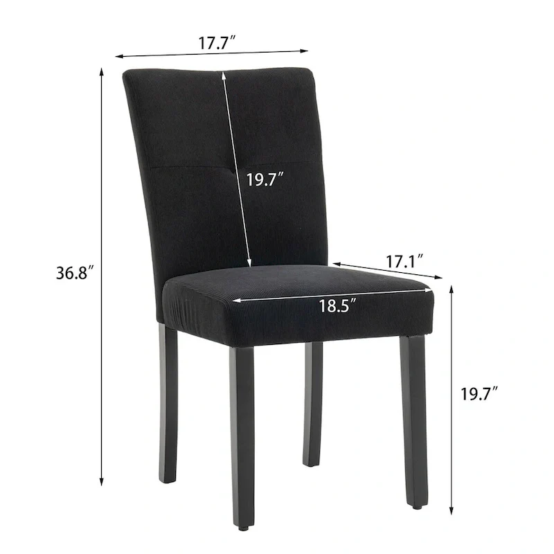 Set of 2 Fabric Upholstered Simple and Modern Design Tufted Back Dining Side Chair