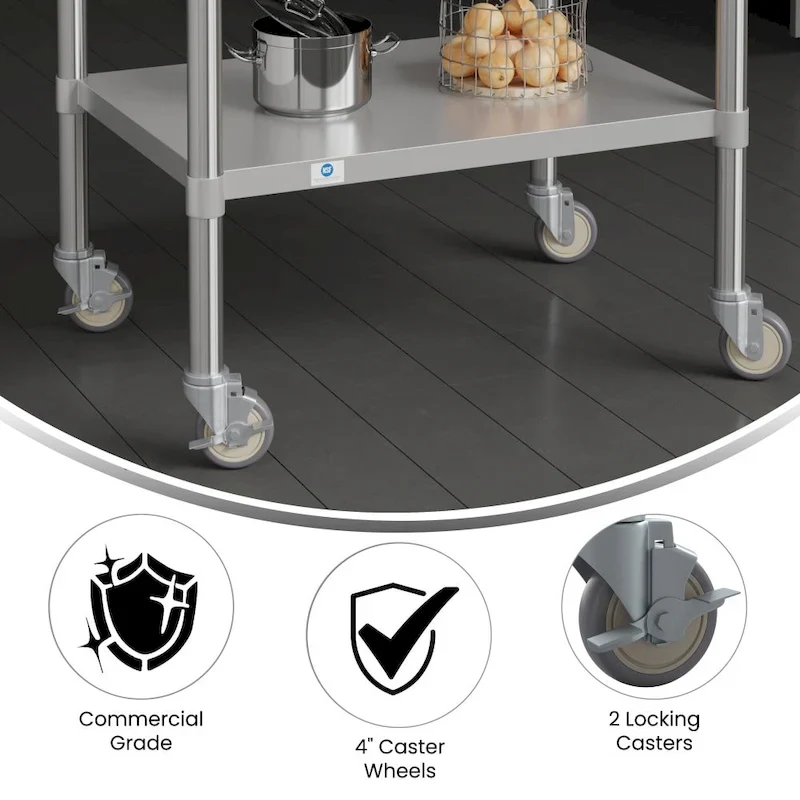 Set of 4 Commercial Heavy Duty Casters with 2 Swivel Casters, 2 Locking Casters