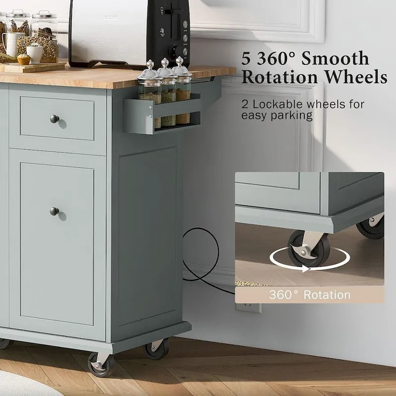 54 Kitchen Island Cart with Wheels