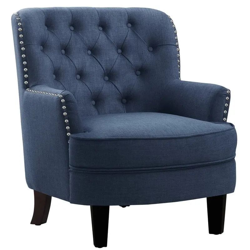 Moser Bay Mignon Velvet / Linen 30  Wide Tufted Wingback Accent Chair
