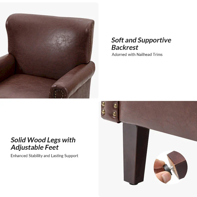 Levi Vegan Transitional Armchair with Rolled Arms Set of 2