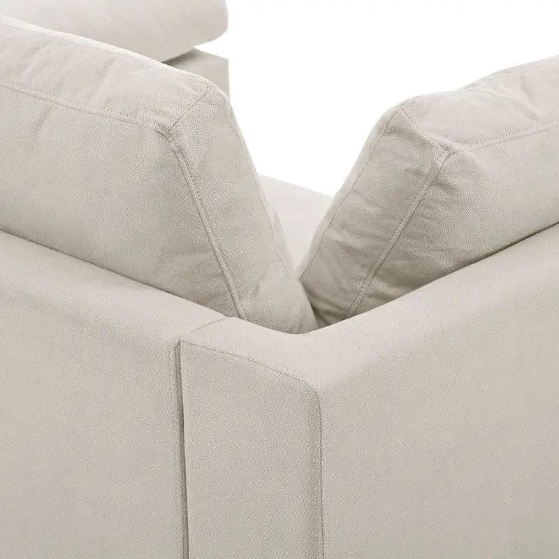 Beige 113 L-Shaped 4-Seat Sectional Sofa with Adjustable Footrest and Reversible Chaise