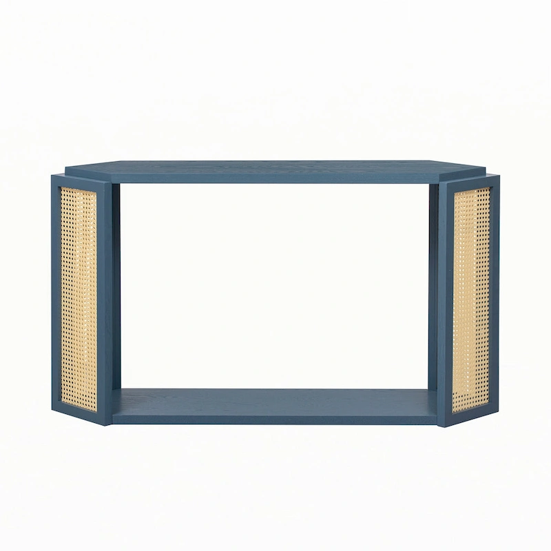 Narrow Console Table with Open Shelf,Antique Blue