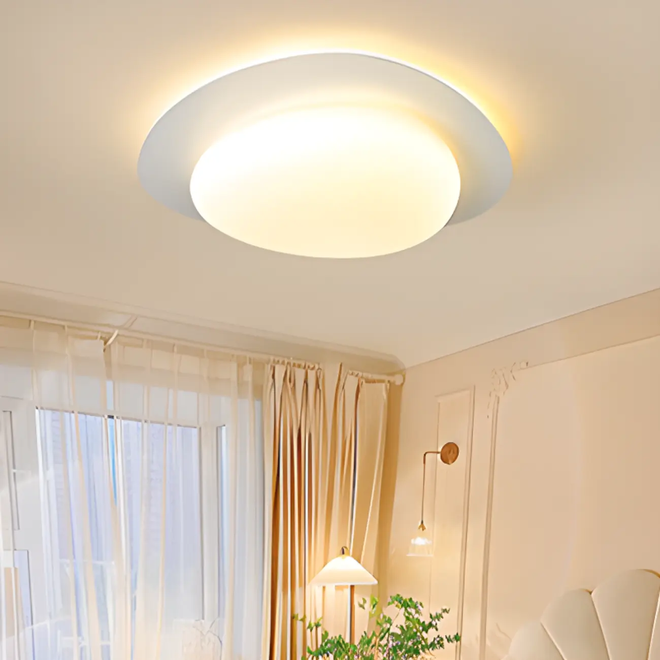 Dimmable Modern LED Flush Mount Ceiling Light with 2-Light