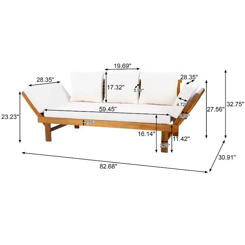 Christopher Knight Home Junghwan Modern Patio Acacia Wood and Wicker Daybed with Adjustable Armrests