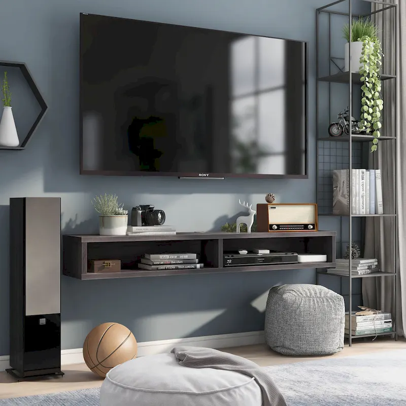 Wall-Mounted Open Shelf TV Console, 60