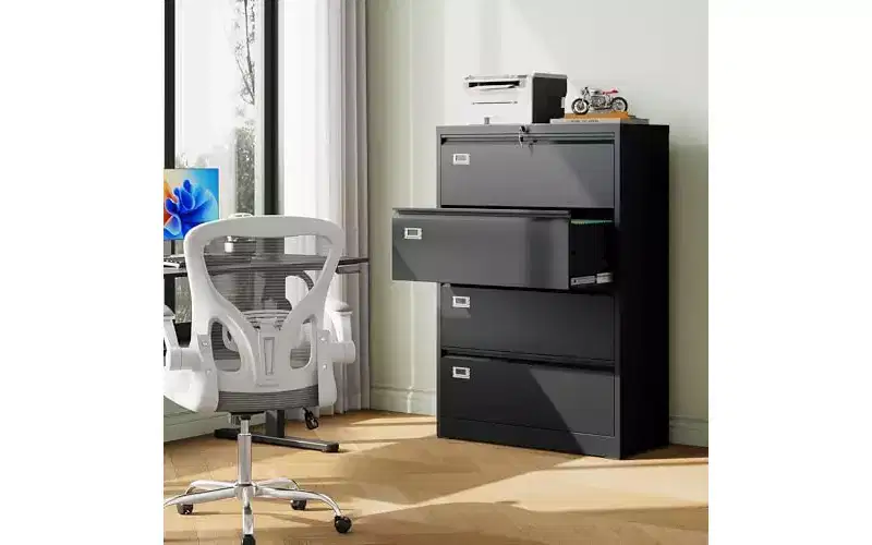 DEXYLLO 4 Drawer Lateral File Cabinet with Lock, Metal Filing Cabinets for Home Office