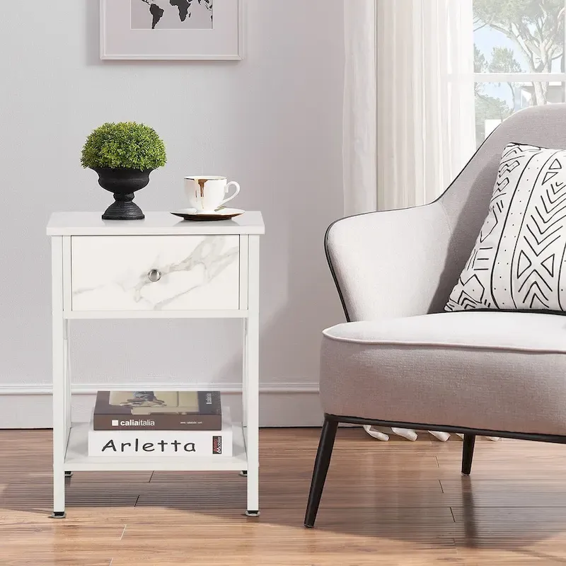 VECELO 3-Pieces Bed Frame with Wood Headboard and Modern Nightstands Set of 2