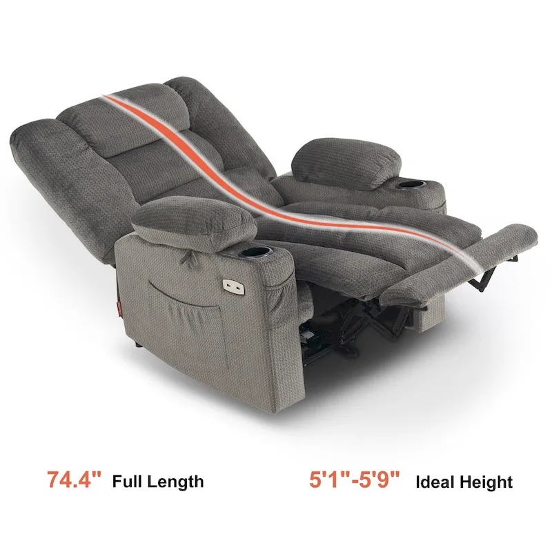 Electric Power Recliner Chair with Heat and Massage, Fabric 6079/PR670