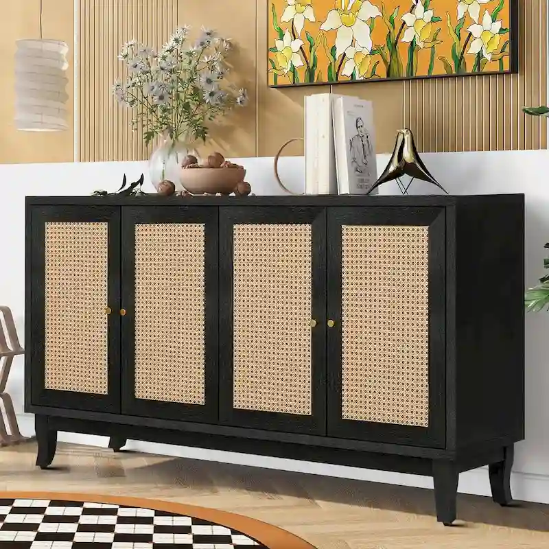 Modern Farmhouse Style Horizontal Sideboard with Two Cabinets