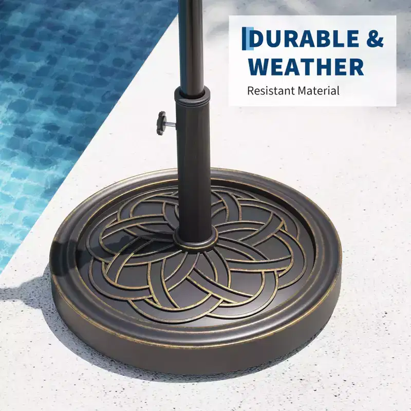 Heavy Duty Round Patio Umbrella Base, 26.5 lb Resin Stand, Adjustable Pole Adapter for 1.5-2.1  Fits 7.5-11FT Market Umbrellas