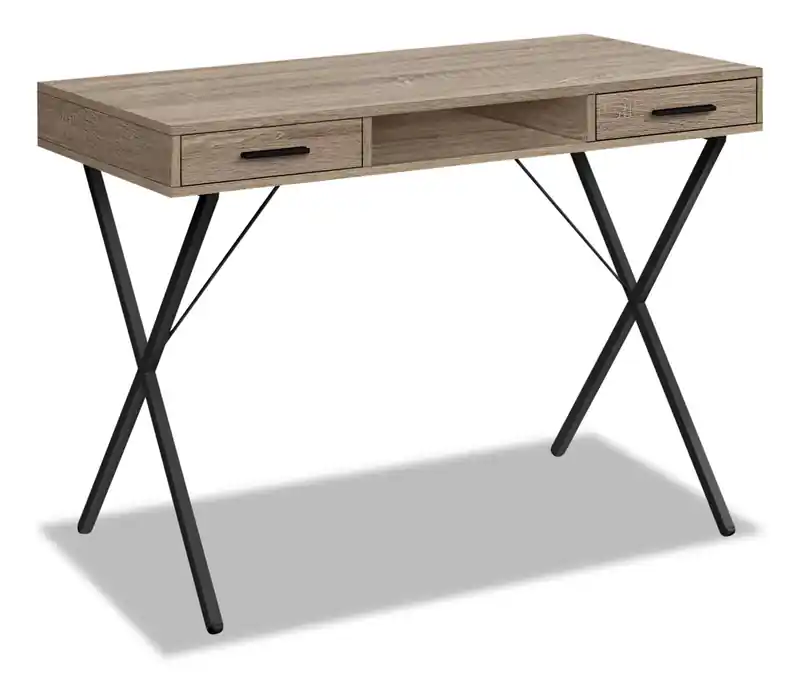 Rowan 42 Office Desk with 2-Drawers & Cubbyhole
