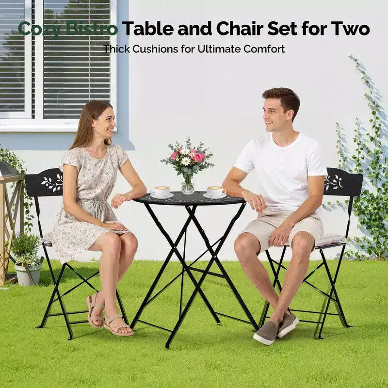 Karl Home 3-Piece Bistro Set With Seat Cushions