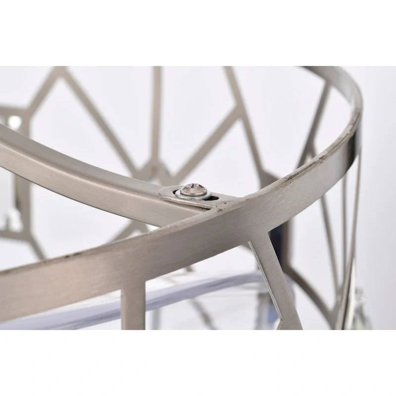 Gio 24 Ince Satin Nickel Finish Glam-Modern Style Crystal Lighted Ceiling Fandelier with Remote