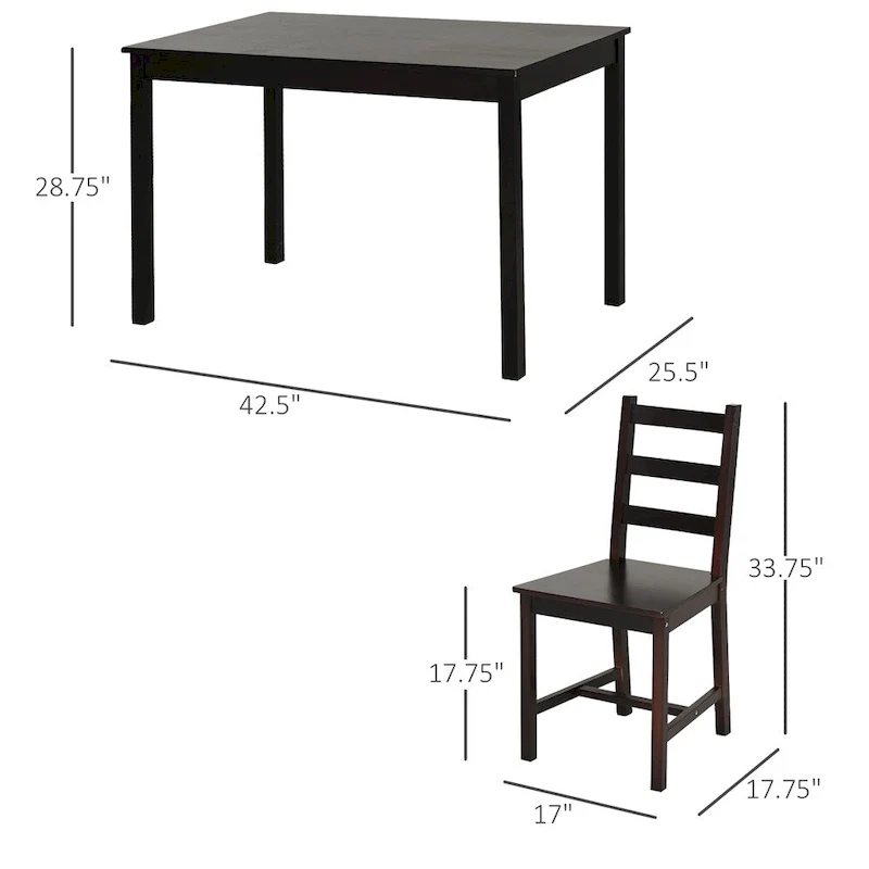 5 Piece Wood Dining Room Table Set with Kitchen Table and Chairs