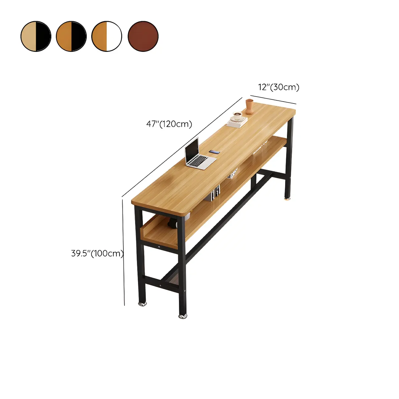 Modern Wooden Metal Base Shelf Bar Table with Footrest
