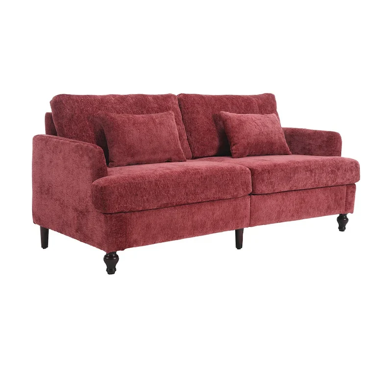 Red 68.9  Chenille 2-Seater Sofa with Detachable Cushions