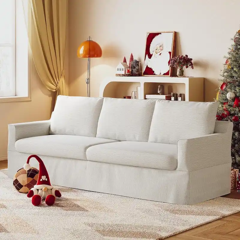 93 Modern 3-Seater Sofa Couch with Deep Seats and Removable Slipcover