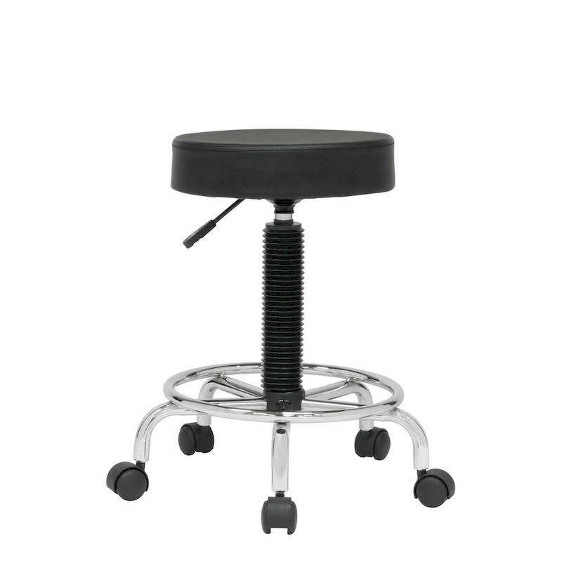 Calico Designs Padded, Rolling, Height Adjustable Stool with Footring