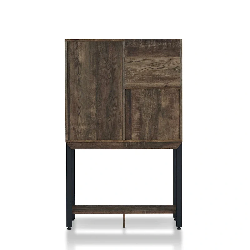 Reclaimed Oak Rustic Kitchen Hutch with Wine Rack, Open Shelves, Cabinet – 1 Person