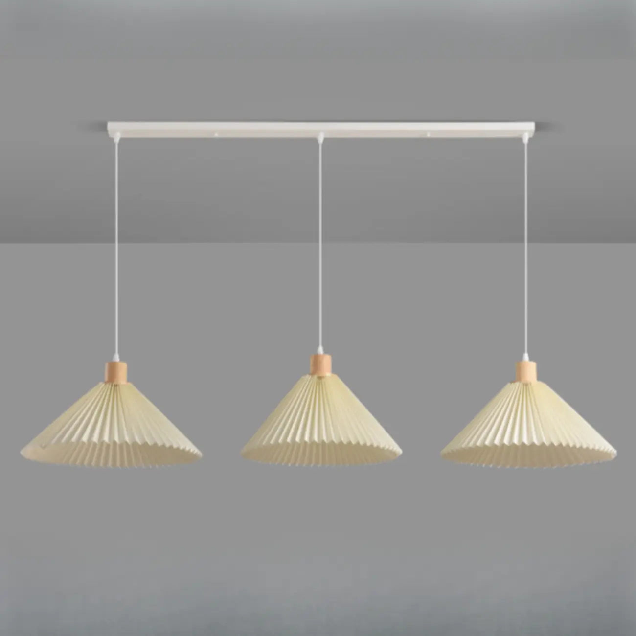 Modern Beige Pleated Fabric Kitchen Pendant Light