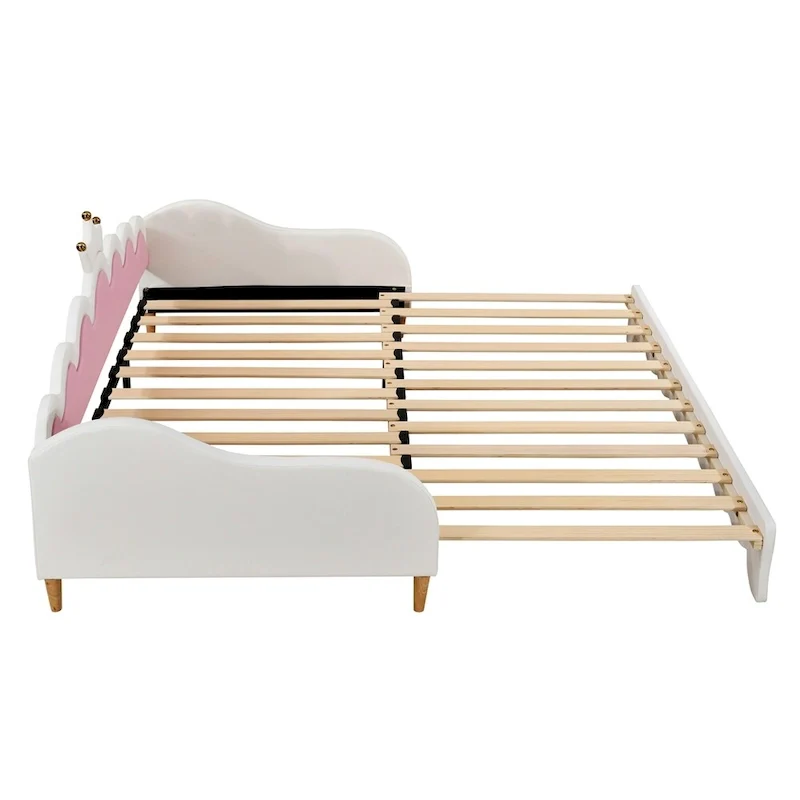 Twin Extending Daybed with LED Lights,Upholstered Princess Daybed