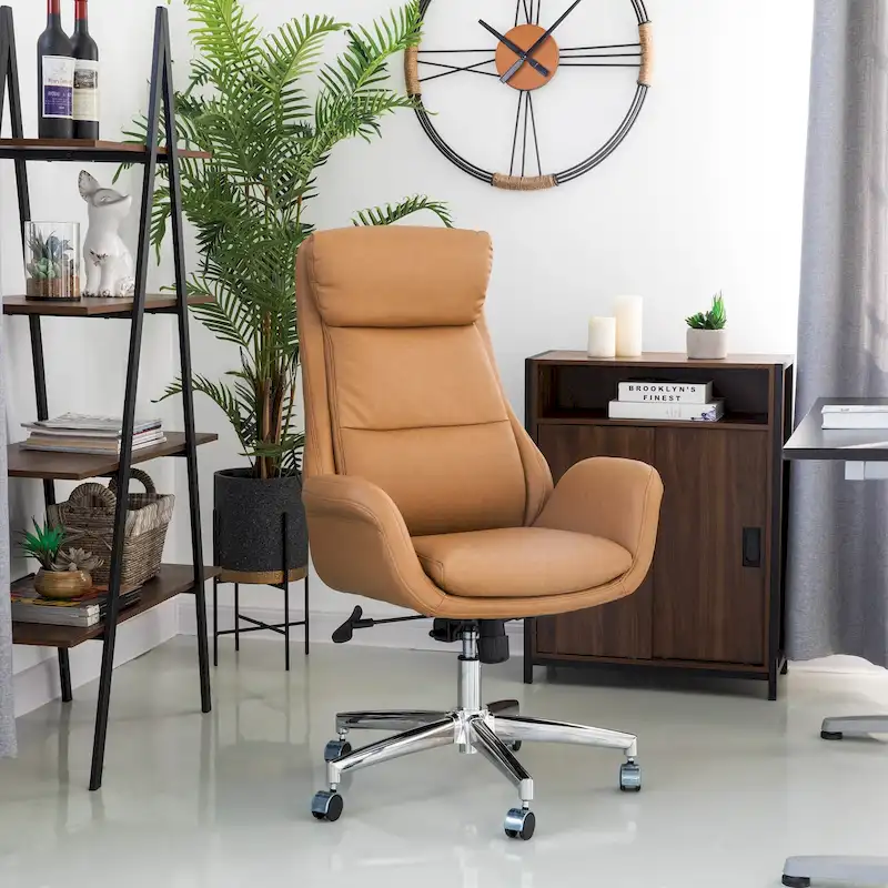 Glitzhome Modern High Back Adjustable Swivel Office Chair with Wheels Ergonomic