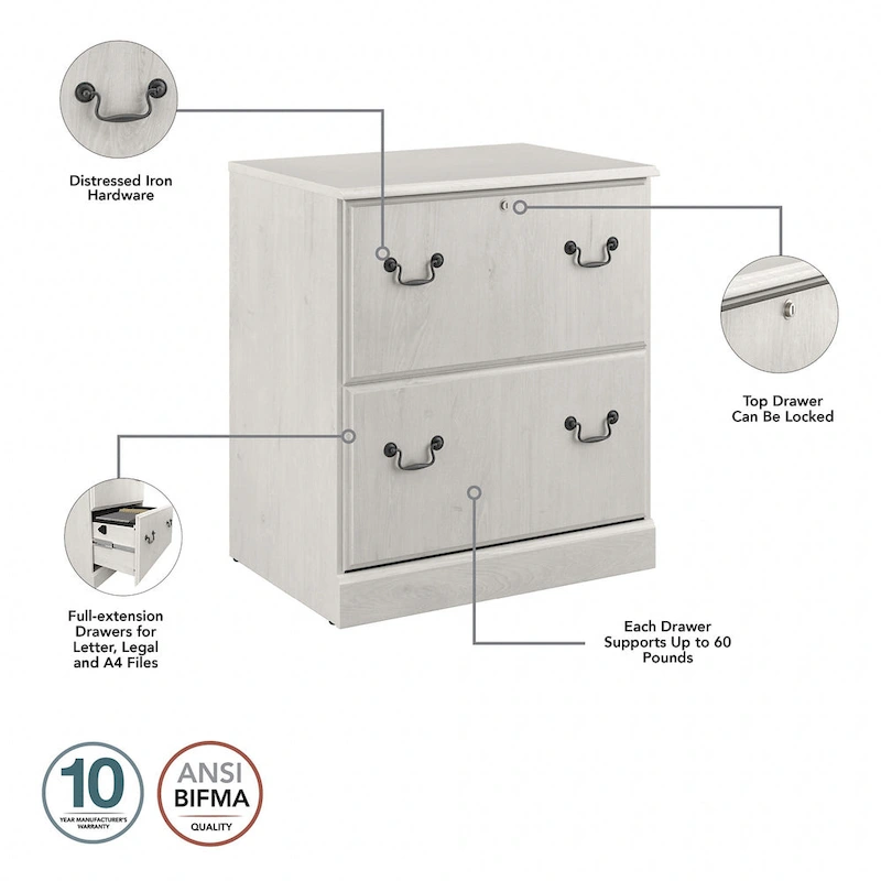 Bush Furniture Saratoga Lateral File Cabinet in Harvest Cherry